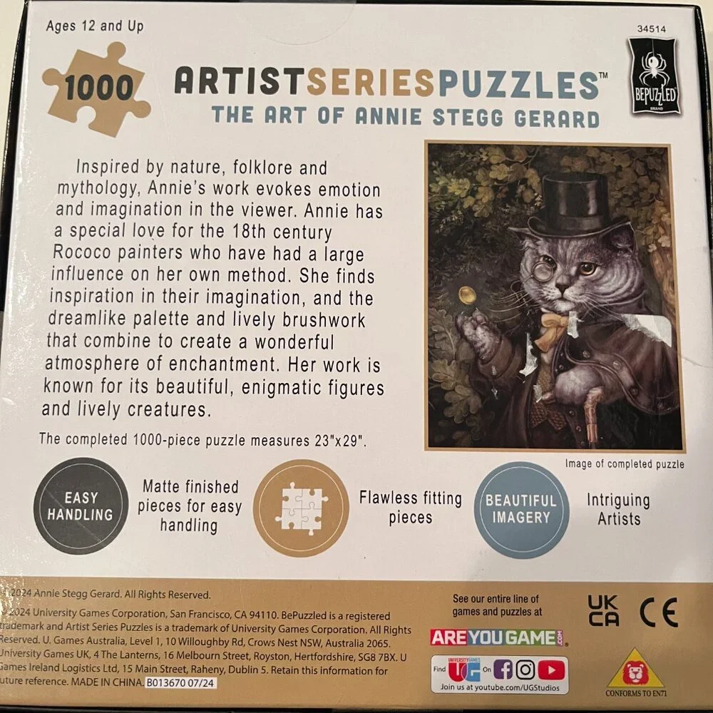 Cat Puzzle!  The Art of Annie‎ Stegg Gerard  (1000 pieces / new) (k/x)